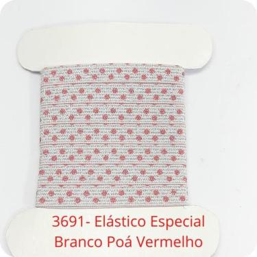 Imagem de 5 metros Elástico Lurex Especial 7mm Poá Branco Vermelho 3691 005 enca