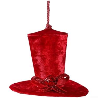 Imagem de Enfeites de árvore de Natal DIY decorações penduradas com tambor pequeno e chapéu em PVC de espuma de pano macio vermelho e branco para decoração de férias e exibição de janela, tamanho compacto 6,5