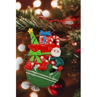 Imagem de Wizardi Enfeite de Natal - Saco de presente de gengibre brilhante com Papai Noel. Decoração festiva F07-N2-11-AA440C