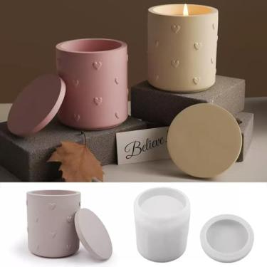 Imagem de Molde de pote de vela com tampa, moldes de silicone de coração de amor para joias, molde de fundição, arte, artesanato, decoração de Natal