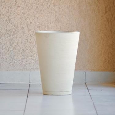 Imagem de Vaso de Planta Grande Decoração Jardim Sala Escritório Coluna Cone Redonda 49x35 com Prato em Polietileno (Bege)