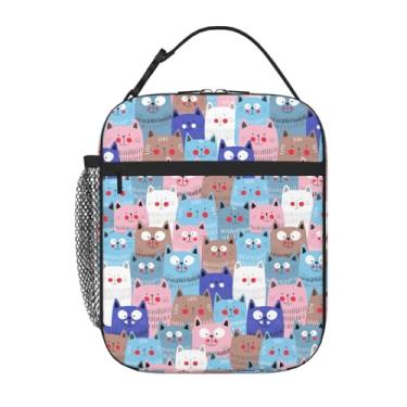 Imagem de Lancheira fofa e colorida com isolamento térmico, lancheira infantil para meninas, meninos, adolescentes, lancheira com bolso frontal para mulheres e homens, lancheira reutilizável para escola