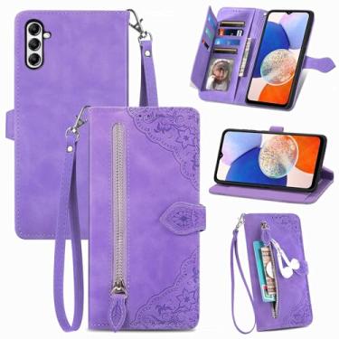 Imagem de Furiet Capa carteira para Samsung Galaxy A36 5G com cordão de pulso, estampa de flor, bolso de couro, flip para cartão, suporte, acessórios de celular, capa de telefone fólio para A 36 36A LTE
