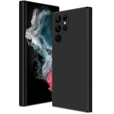 Imagem de Btstring Capa para Samsung Galaxy S22 Ultra, capa de silicone macio com proteção de câmera atualizada, capa fina à prova de choque com forro de microfibra antiarranhões, preta