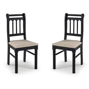 Imagem de Kit 2 Cadeiras Em Madeira Maciça Mv Outlet Preto