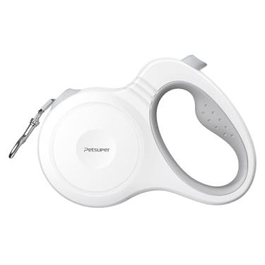 Imagem de Petsuper Coleira retrátil de 16 m para cães pequenos, médios e grandes com trava de freio de uma mão, alça ergonômica de aderência confortável, rotação sem emaranhamento de 360° e fita de nylon forte