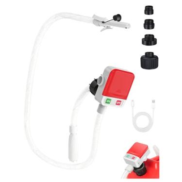 Imagem de Bomba de transferência Saker Sakerplus, portátil de 2,4 GPM, alimentada por bateria com mangueira de 129,5 cm e 4 adaptadores de lata, compatível com gasolina, diesel, óleo - ótimo para quadriciclos
