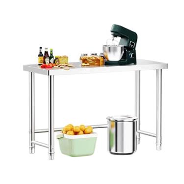 Imagem de Mesa de trabalho de aço inoxidável, mesas de trabalho e estações de trabalho comerciais, mesa de metal pesado para preparação de trabalho para casa de restaurante (120 x 50 x 80 cm)