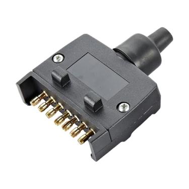 Imagem de Plugue adaptador de reboque - Conector de reboque plano de 7 pinos, soquete compacto com conexão segura, design de baixo perfil para trailer, barco, acampamento, atividades ao ar livre, peças de
