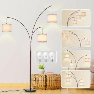 Imagem de Luminária de chão DINGLILIGHTING 3-Light Brown Tree com tons de bege