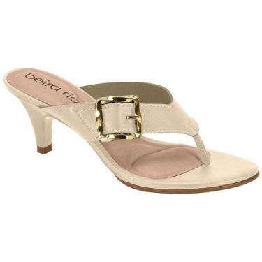 Imagem de Tamanco Feminino Beira Rio Conforto Salto Fino Médio Fivela, Ostra, 38