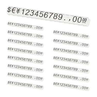 Imagem de PATIKIL Conjunto de 15 cubos de exibição de preços, suporte ajustável para etiqueta de preço removível, número de letras, kit de bloco de dólar para placas de exibição de lojas de varejo de joias