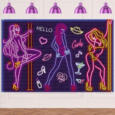 Imagem de Hot Dancing Sexy Girls Banner Neon Lady Tema Banner Decorações de Fundo Torcer para Feliz Aniversário Aniversário Festa de Casamento Suprimentos Foto Booth Background Adereços Decoração