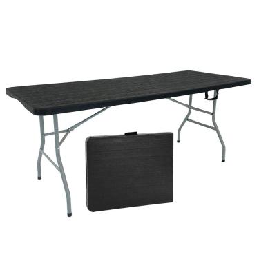 Imagem de Mesa Picnic Dobrável Vira Maleta Portátil 1,80 Camping Preta