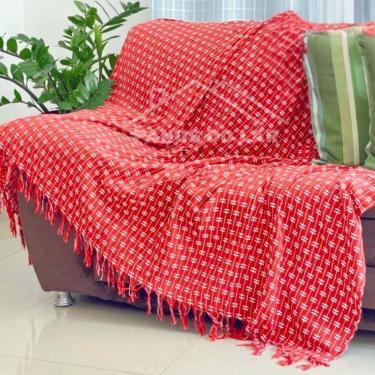 Imagem de Manta Grande Para Sofá De 2 Ou 3 Lugares Vermelho De Algodão 2,50x1,80 Gigante Capa Pro...
