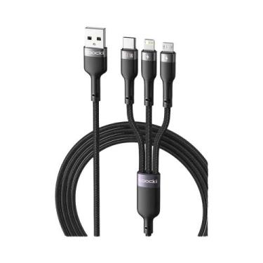 Imagem de Cabo USB 3 Em 1 De Carregamento Rápido 6A 100W Para iPhone 14 13 12 Hu