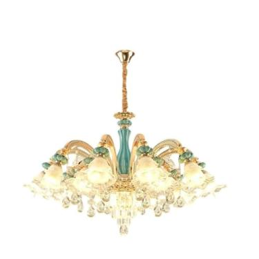 Imagem de Luminária pendente de cristal moderna e minimalista em estilo europeu - Ideal para sala de estar, sala de jantar e quarto (15 lâmpadas)