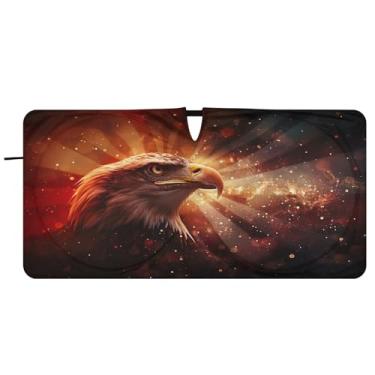 Imagem de Blueangle Pára-brisas bandeira águia careca - 149.9 cm x 76.2 cm dobrável carro janela frontal blocos para-sol raios UV viseira de sol (266)
