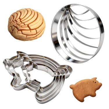 Imagem de Cortador de Concha e Marranito, Carimbo de Concha de Aço Inoxidável e Cortador de Biscoito Marranito, Marcador de Conchas de Pan, Molde de Pão Tradicional Mexicano para Assar Pão, Biscoitos e