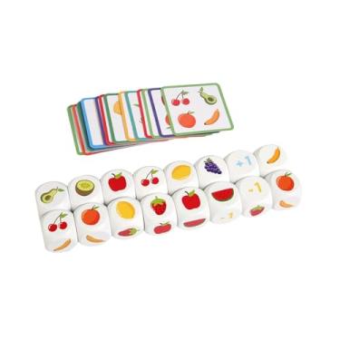 Imagem de YIJU Jogo de dados infantil com cartas de frutas, unissex, para viagens, aprendizado, treinamento de raciocínio, brinquedo cognitivo, jogo de tabuleiro com