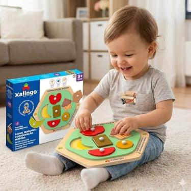 Imagem de Painel Atividades Sensorial Montessori Bebê Brinquedo Educativo Coordenação Motora (Painel Coordenação M)