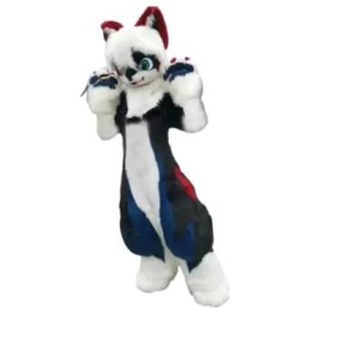 Imagem de Furry Husky Fox Medium Long Fur Mascot Costume Walking Halloween Christmas Set Birthday Party Suit Party Size Christmas (As pic,M)