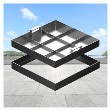 Imagem de uhyOHF 12 14 16 18 20 22 24 26 28 30 32 34 36 38 40 42 polegadas Tampa de bueiro invisível para entrada de garagem/estacionamento/calçada, tampas de pia de esgoto dezembro (prata-12