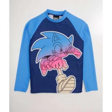 Imagem de Camiseta Infantil Praia Proteção UV Sonic Tam 4 a 14-05170, Azul, 10