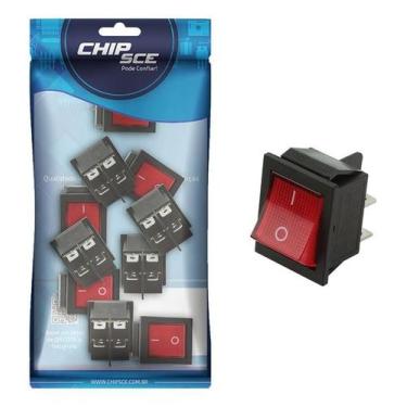 Imagem de 10X Chave Gangorra On Off Liga Desliga 4 Polos 20A Vermelho - Chipsce