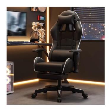 Imagem de HGTRH Cadeira ergonômica para computador, cadeira de jogos com apoio para os pés 90°-145°, encosto reclinável, apoios de braços ajustáveis 3D, suporte espesso, chassi para casa e escritório, preto