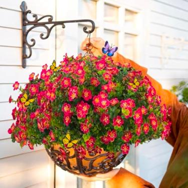 Imagem de Decoração de casa, flores artificiais, 12 cachos (rosa vermelha)
