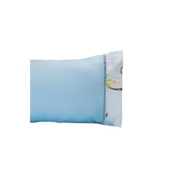 Imagem de Jogo de Lençol Berço Americano, 2 Peças, 130x70cm, 100% Algodão, Azul Bebê, Liso, Antialérgico, Contemporâneo, Lençol com Elástico e Fronha