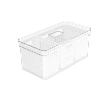 Imagem de Organizador de Alimentos para Geladeira 5L – Acrílico com 3 Cestos Clear Fresh