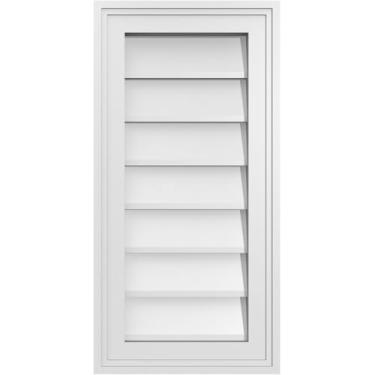 Imagem de Ekena Millwork GVPVE12X2402SN Grade de ventilação vertical para montagem em superfície: com 5 cm L x 3 cm A, moldura de tijolo, PVC