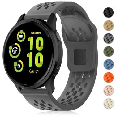 Imagem de Inhosper Pulseiras respiráveis compatíveis com Garmin Vivoactive 6/5/3/Venu/Venu Sq/Venu 2 Plus, pulseira esportiva de silicone macio de 20 mm para Garmin Forerunner 55/165/245/645 feminino e