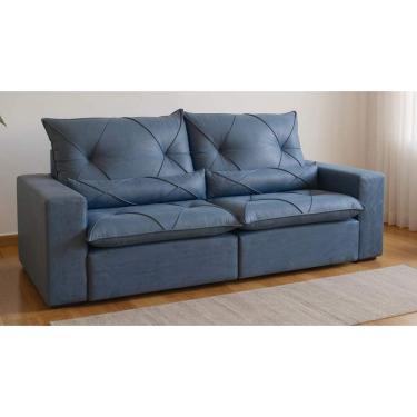 Imagem de Sofá Retrátil e Reclinável Luxo Genova Molas Ensacadas Almofada Decorativa Vários Tecidos 2,10M