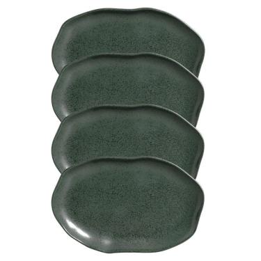 Imagem de Conjunto Com 04 Travessas Oval Rasa Média 30x20 Cm Orgânico Greenery Porto Brasil