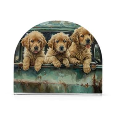 Imagem de Golden Pup Adventures Porta-guardanapos de acrílico, porta-guardanapos de convidados para banheiro, dispensador de guardanapos de restaurante para guardanapos de papel de jantar