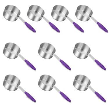 Imagem de 10 peças de 1/2 copo medidor, colher de aço inoxidável de 113 g com alça de silicone, mini colheres de medição de metal, utensílios de cozinha para cozinhar, assar, alimentos para animais de estimação