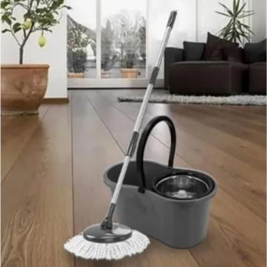 Imagem de Mop Giratorio Balde 9 Litros Com Cesto Inox Cor Preto
