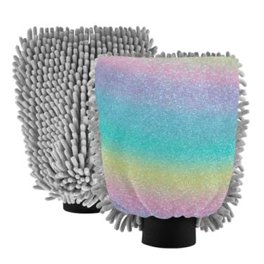 Imagem de ODAWA Luvas de carro de chenille para lavagem, luva de canhão de espuma gradiente para lavagem de carro, 20,5 cm x 30 cm (pacote com 2)