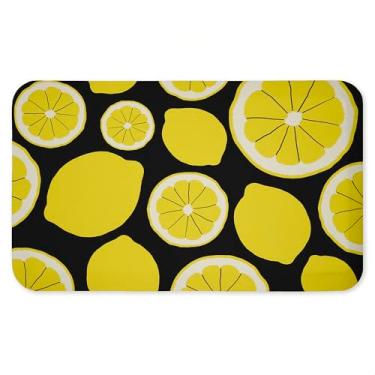 Imagem de Tapete antifadiga com padrão Lemon Squeezy, ergonômico acolchoado para cozinha e tapete de pé com suporte antiderrapante, tapete confortável ecológico, design por Anna Quach, 76 cm x 45 cm