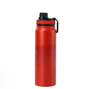 Imagem de Garrafa Térmica 800ml 1000ml Inox Aço Inoxidável Para Bebida Gelada e Quente alça esportiva(vermelho-1000ML)