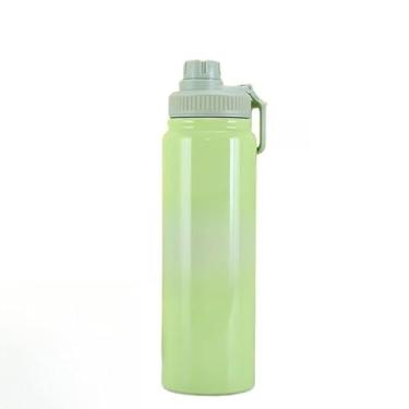 Imagem de Garrafa Térmica 800ml 1000ml Inox Aço Inoxidável Para Bebida Gelada e Quente alça esportiva(verde-1000ML)