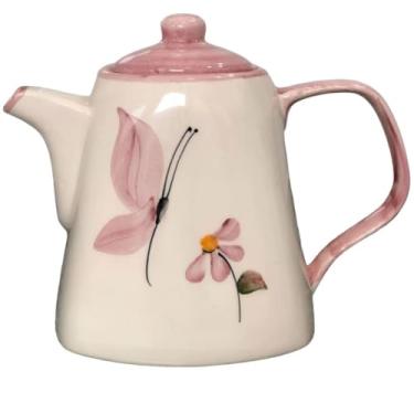 Imagem de Bule Porcelana Artesanal, Com Capacidade Para 1200 Ml, Adequado Para Servir Café, Chá e Leite.(Borboleta)