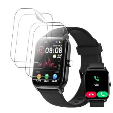 Imagem de Oshmirian Pacote com 4 protetores de tela para relógio inteligente Tensky de 4,7 cm – Película TPU 6H, antiarranhões, anti-impressões digitais, sem bolhas, à prova de estilhaçamento, à prova de poeira