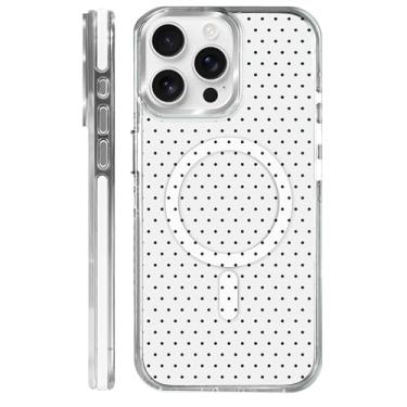 Imagem de MQJCYB Capa magnética para iPhone 15 Pro Max Design em base transparente, compatível com MagSafe, capa protetora fina de TPU macio para telefone feminino e meninas - Polka Dot Fashion Black