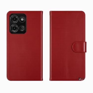 Imagem de Case Carteira Flip Couro Premium para Moto Edge 60 Fusion Proteção Completa Fechamento Magnético (Vermelho)