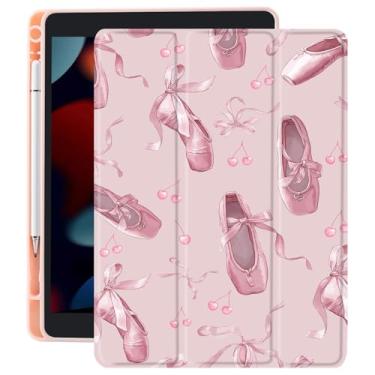 Imagem de CozyNestCY Capa para iPad 10,9 polegadas 10Th Cute Cherry Bowknot Capa para Ipad Rosa Rosa Transparente Traseira Adorável Arco Balé Girl Case Auto Sleep/Wake Suporte de Lápis À Prova de Choque