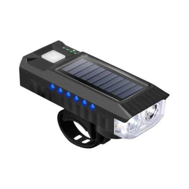 Imagem de Lanterna Solar Recarregável USB Para Bicicleta Com Display De Energia 